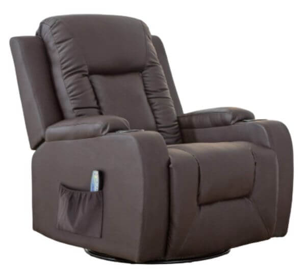 Comhoma Leather Recliner Chair Modern Rocker with Heated Massage Ergonomic Lounge
