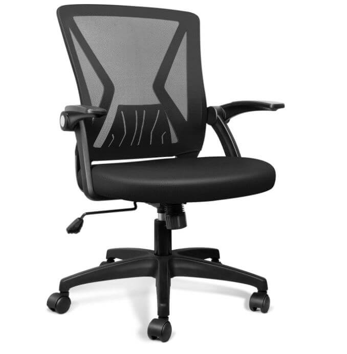 QOROOS Mesh Office Chair Ergonomic Mid Back Swivel Black Mesh Desk Chair