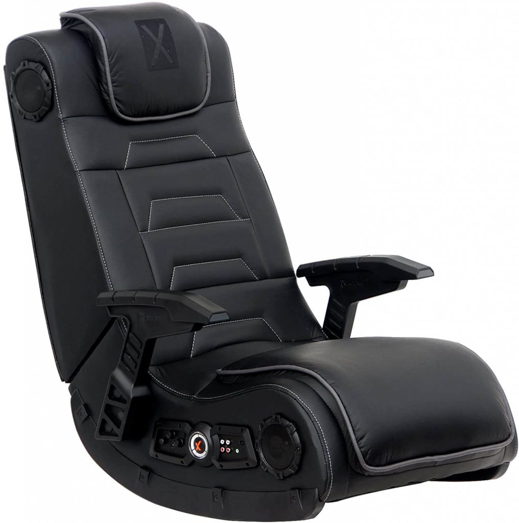 X Rocker Pro Series H3 Black Leather Vibrating Floor Video Gaming Chair