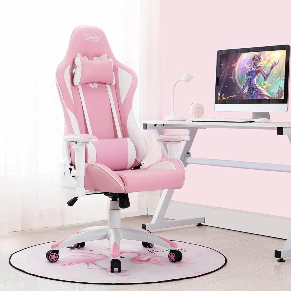 SMAX Pink Gaming Chair With Adjustable High Back