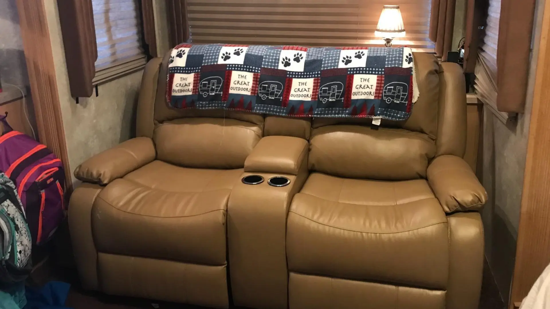 RecPro Double Recliner RV Sofa & Console