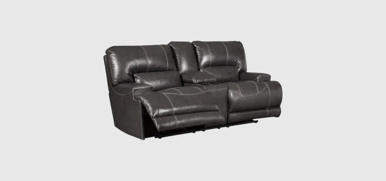 McCaskill Leather Upholstered Double Manual Reclining Loveseat