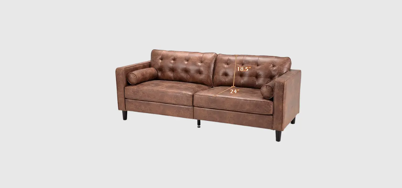 Esright Mid Century Modern Sofa with 2 Bolster Pillows