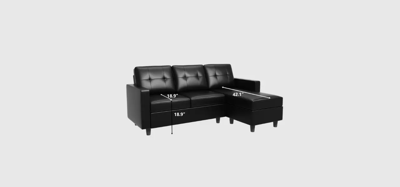 HONBAY Faux Leather Sectional Sofa Couch