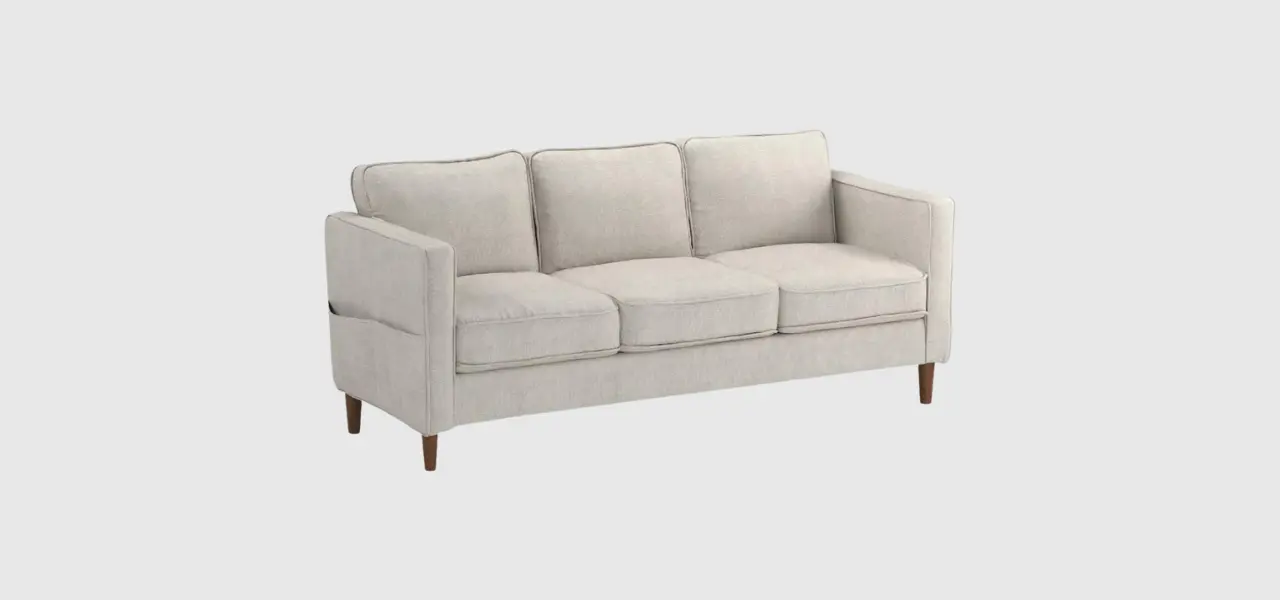 Mellow Modern Loveseat Couch with Armrest Pockets